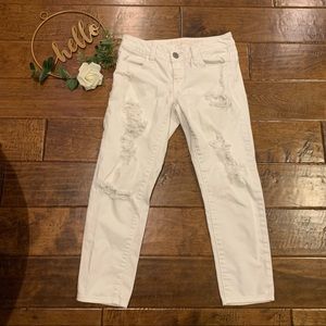 American Eagle Outfitters Jegging Crop Super Stretch jeans White Distressed 0